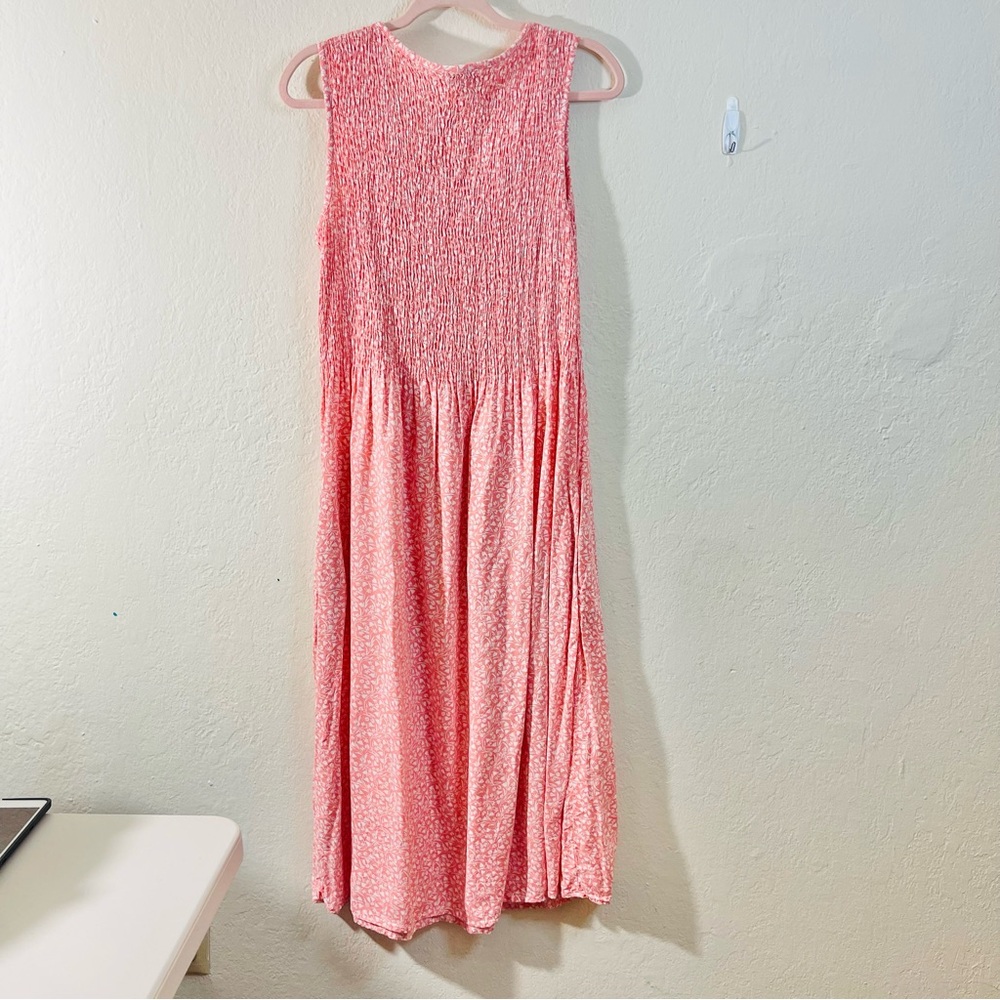 Croft & Barrow Women Smocked Floral Midi Dress 0X Cottagecore Feminine Pockets - Picture 2 of 10